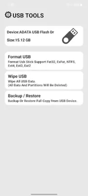 USB TOOLS (Format, WIPE...ETC) android App screenshot 5